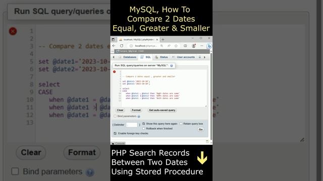 Compare two 2 dates SQL Query #msyql смотреть онлайн