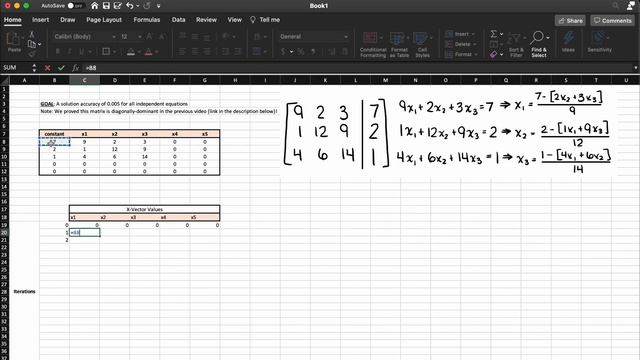 Gauss-Seidel Method In Excel смотреть онлайн
