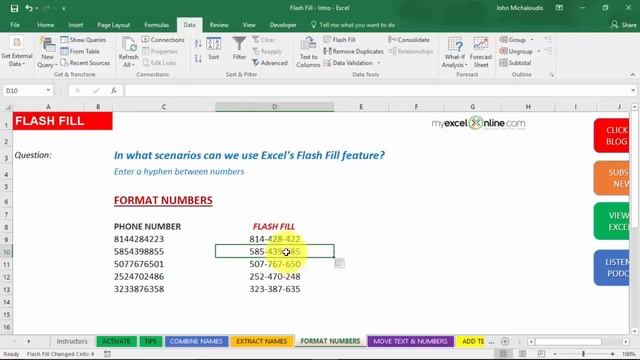 Excel Flash Fill Tutorial In Excel 2013, 2016, 2019 & Office 365 смотреть онлайн