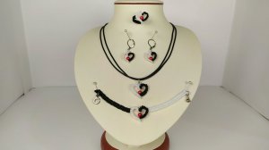 Украшения из бисера. Вариант 3_2 часть. Из бисера N 8. Комплект. Браслет, серьги, кольцо, кулон. МК.