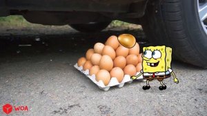 Experiment: Spongebob vs Water Balloon, Eggs | Crushing Crunchy & Soft Things by Car - Woa Doodland