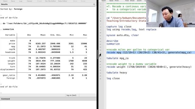 Introductory Stata 7: Recode a continuous variable to a categorical variable смотреть онлайн