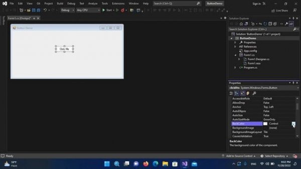 C# Button - Button With Click Event in C# Visual Studio 2022 - Button C#
