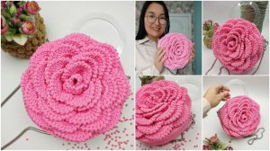 Вязаная сумочка Камелия из полиэфирного шнура