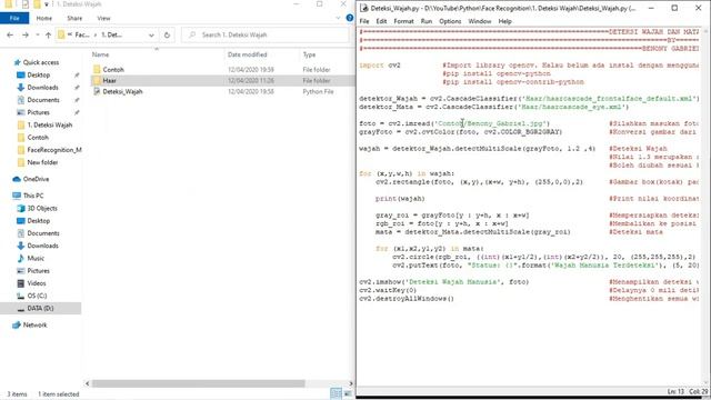 Deteksi Wajah dan Mata Manusia - Python, OpenCV, Haar Cascades смотреть онлайн