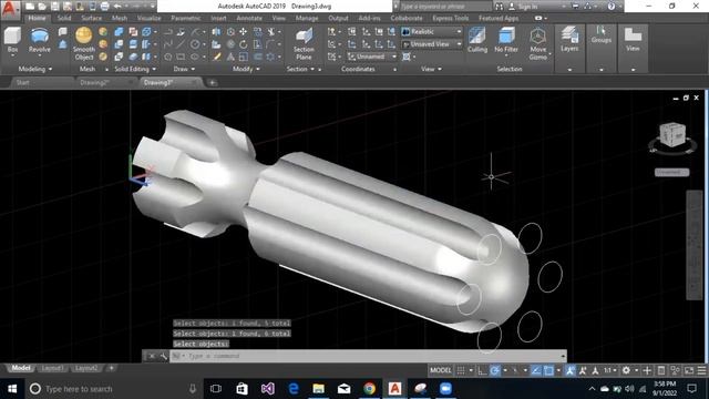 Screwdriver||Creating a 3d model of a screwdriver|| AutoCAD 2019|| Revolve and Loft Command. смотреть онлайн