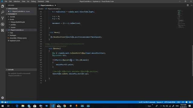 Unity top down shooter tutorial [2] player rotation смотреть онлайн
