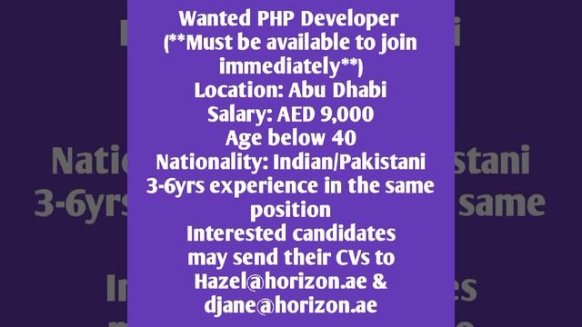 Wanted PHP Developer in UAE | Attractive Salary | Jobs in UAE 2021 смотреть онлайн