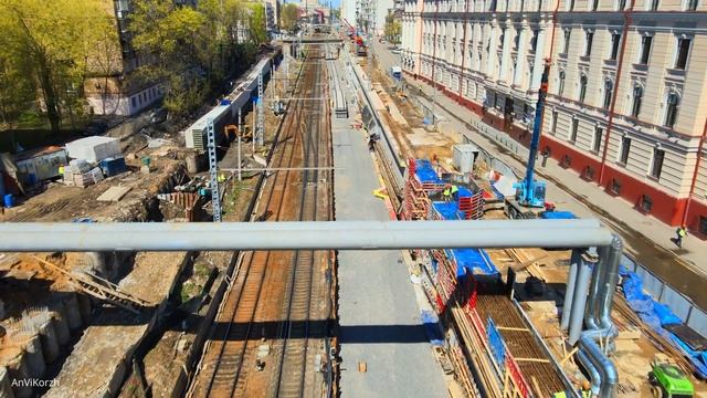 Алексеевская соединительная ветвь, реконструкция. Курский вокзал - Каланчёвская. 01.05.2021г. смотреть онлайн