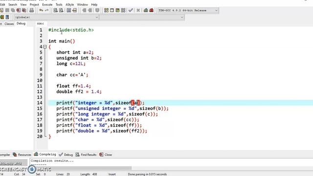 Datatypes Program for size of variables Continued смотреть онлайн