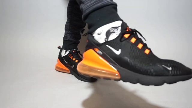 Nike Air Max 270 Black Total Orange DC1938-001 on feet смотреть онлайн