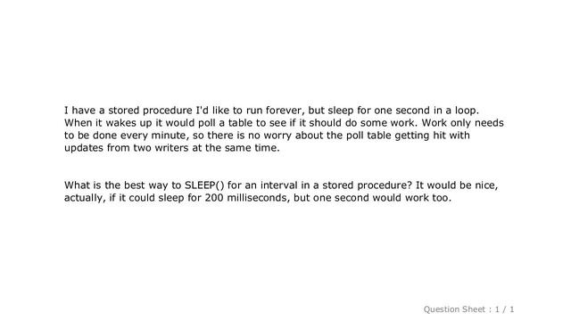 MySQL : Is there a way for SLEEP() in a stored procedure? смотреть онлайн