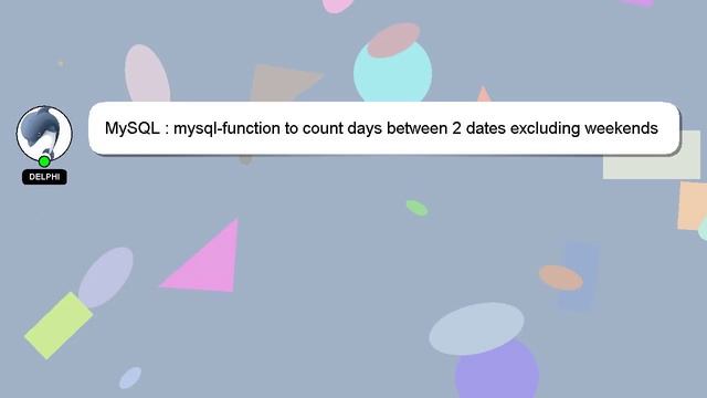 MySQL : mysql-function to count days between 2 dates excluding weekends смотреть онлайн