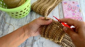 ЭКО мочалка из джута крючком. Вязание из джута.