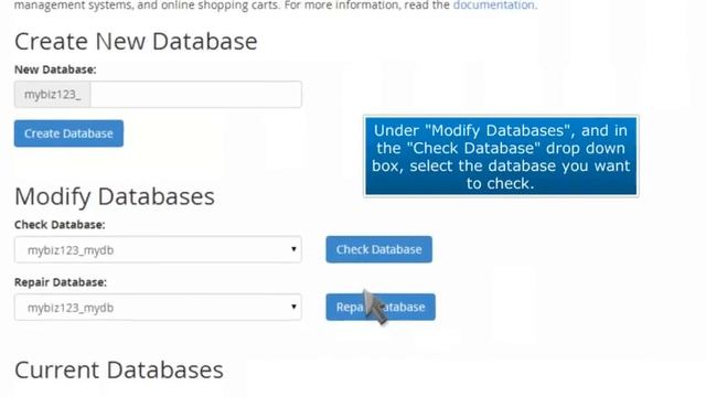 cPanel MySQL 9 How to check a MySQL database for errors смотреть онлайн