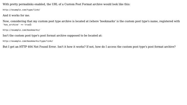 Wordpress: URL of a custom post type's post format archive? смотреть онлайн
