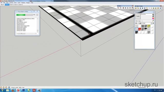SketchUp    мохнатый ковер в SketchUp и V Ray  Песочница + Дисплейсмент