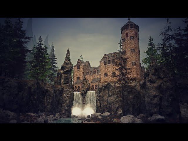Conan Exiles Age Of Sorcery - How To Build A Waterfall Castle. Nemedian + Battle Pass Version