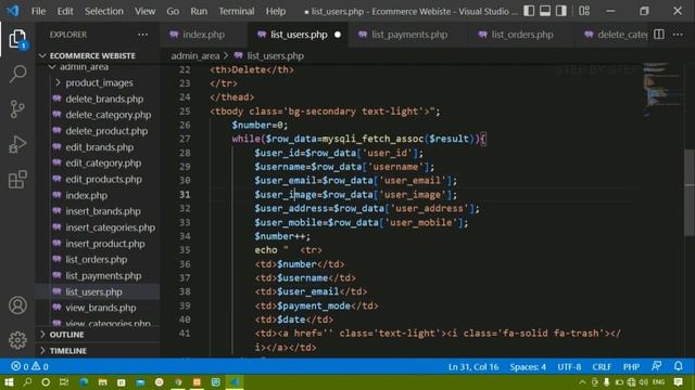E-commerce website using PHP and MySQL || Admin - View Users || Part -75 смотреть онлайн