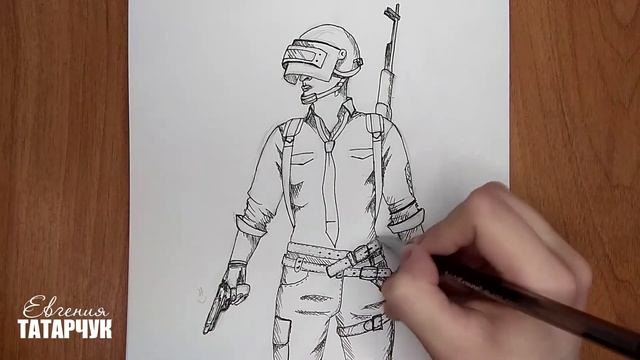 Как нарисовать персонажа из игры PUBG акварелью? | Рисую заставку ПАБГ смотреть онлайн