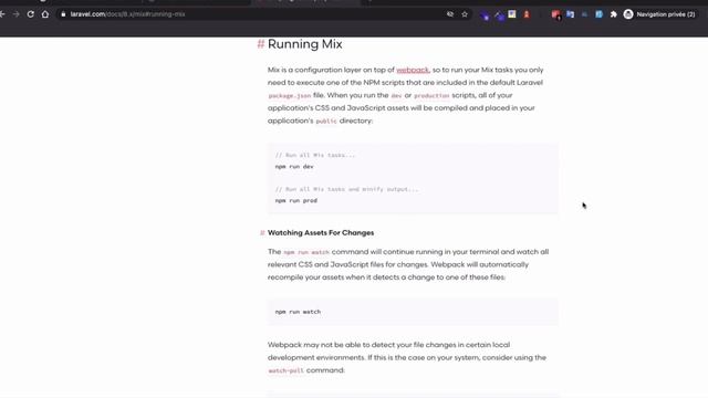 Formation Laravel : Comment exécuter Laravel Mix en mode développement et écoute смотреть онлайн