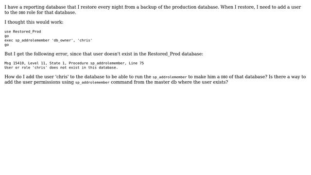 Databases: SQL-Server - Grant user DBO permission on database смотреть онлайн