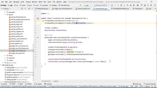 Chat Me App - 33 - Read All friend List Using Firebase UI Recyclerview - Social Networking App смотреть онлайн