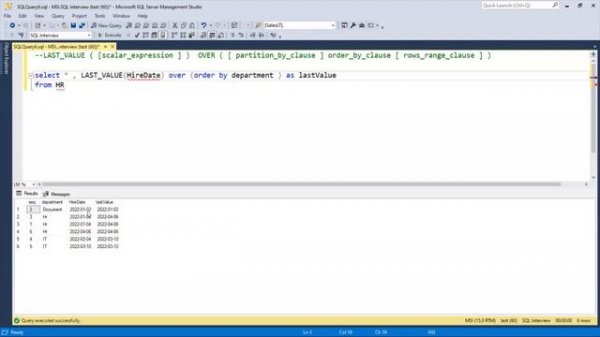 LAST VALUE FUNCTION IN SQL