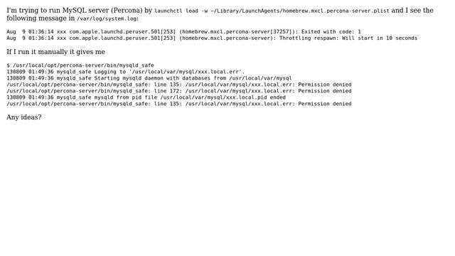 Apple: MySQL (Percona) and homebrew: смотреть онлайн