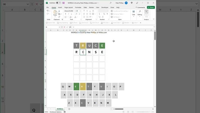Created WORDLE in Excel смотреть онлайн