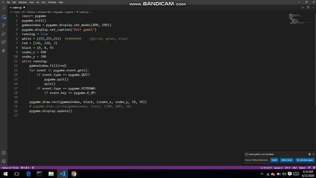 Making our Snake's Head Move: Pygame Game Development смотреть онлайн