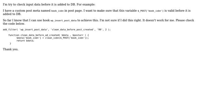 Wordpress: Modify custom field input data before creating a new post смотреть онлайн