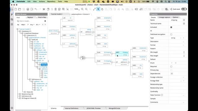 Hackolade Tutorial - Part 6: Add choice, conditional, pattern fields смотреть онлайн