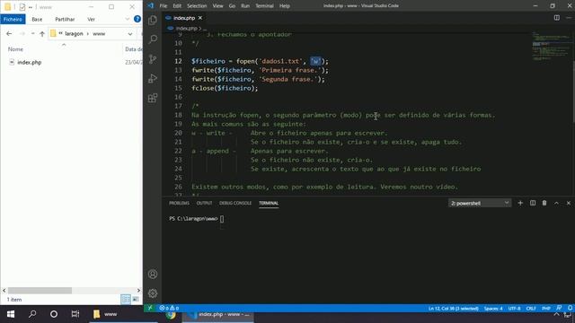 PHP 8 PARTE 2 #032 ESCREVER INFORMAÇÃO NUM FICHEIRO смотреть онлайн