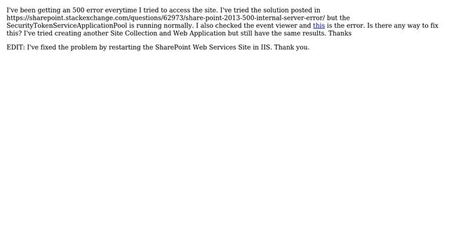 Sharepoint: (SOLVED) Newly Created Site Collection Throws 500 Internal Server Error смотреть онлайн