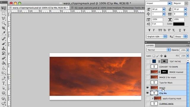 21 Photoshop CS5 Type: Warp, Clipping Mask, Paths смотреть онлайн