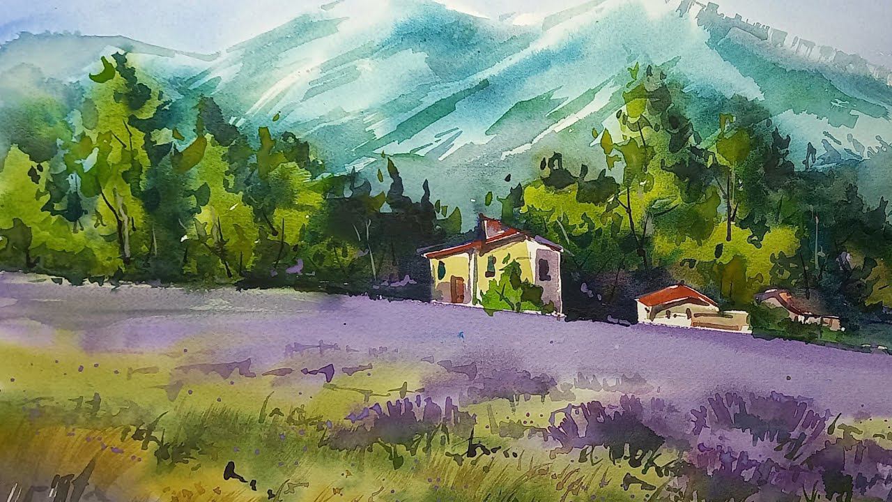 Лавандовое лето, живой мастер-класс по акварели смотреть онлайн