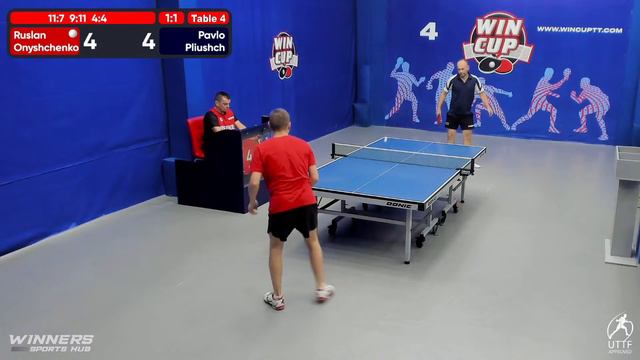 11:00 Онищенко Руслан 3-2 Плющ Павел  стол 4  ЮГ-1  29.07.22