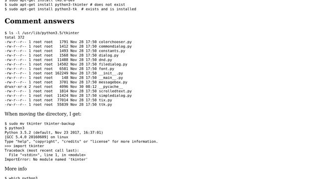 Ubuntu: ImportError: No module named '_tkinter', please install the python3-tk package смотреть онлайн