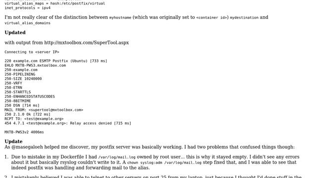 DevOps & SysAdmins: Postfix in Docker container not forwarding virtual aliases смотреть онлайн