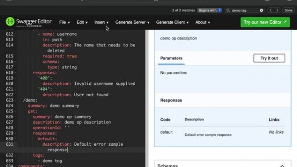 Swagger OpenAPI / API Editor Demo
