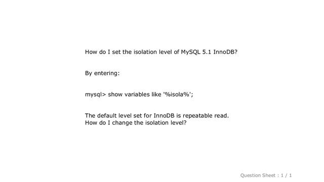 MySQL : Setting transaction isolation level of MySQL смотреть онлайн