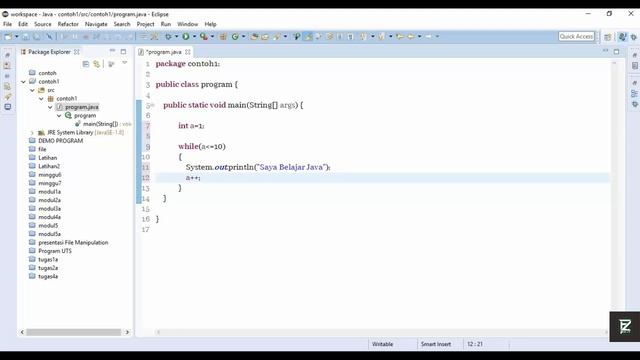 Tutorial Java dengan Eclipse - 7. Perulangan While смотреть онлайн