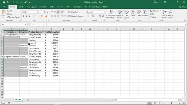 Fill Blank Cells in Excel with Value Above - Excel Tip смотреть онлайн