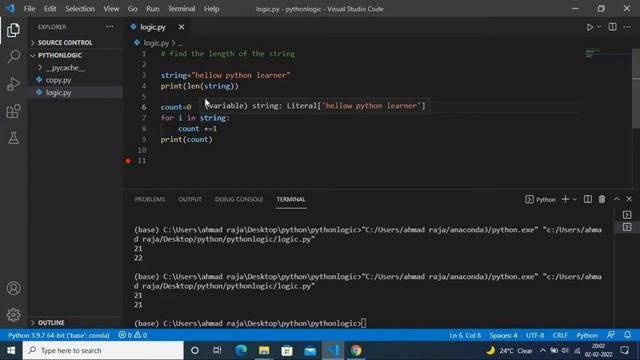 python logic building| find the length of the string| 3 ways to find the length fof the string смотреть онлайн