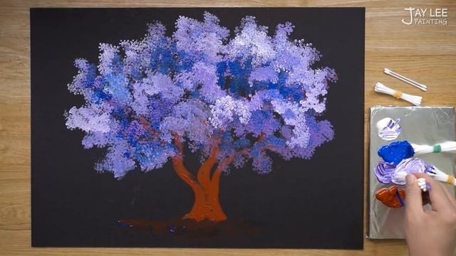 How to paint a 'Jacaranda' Tree in Acrylic / Easy / Satisfying смотреть онлайн