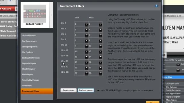 Holdem Manager 2 - HUD Options / Tournament Filters смотреть онлайн