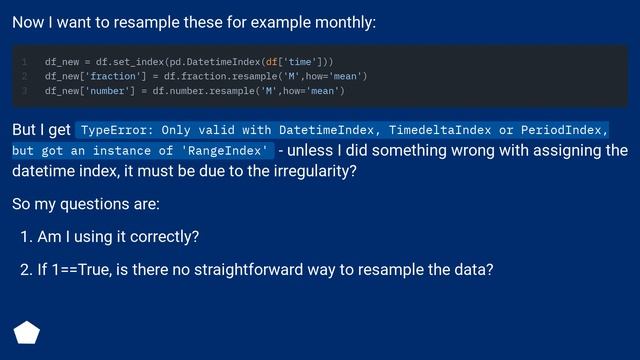 resample irregularly spaced data in pandas смотреть онлайн