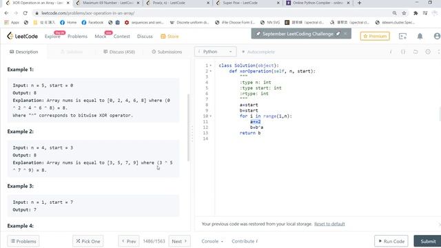 Leetcode solving 1486. XOR Operation in an Array смотреть онлайн
