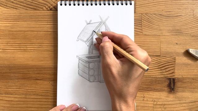Как нарисовать колодец карандашом | Рисунок для начинающих поэтапно смотреть онлайн